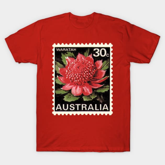 Waratah Australian Postage Stamp T-Shirt by Mark Richards